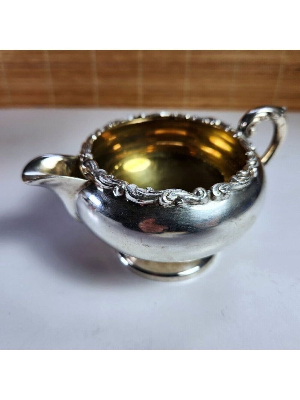 Vintage Marlboro Plate Silverplate Creamer Old English Repro Gilt Interior